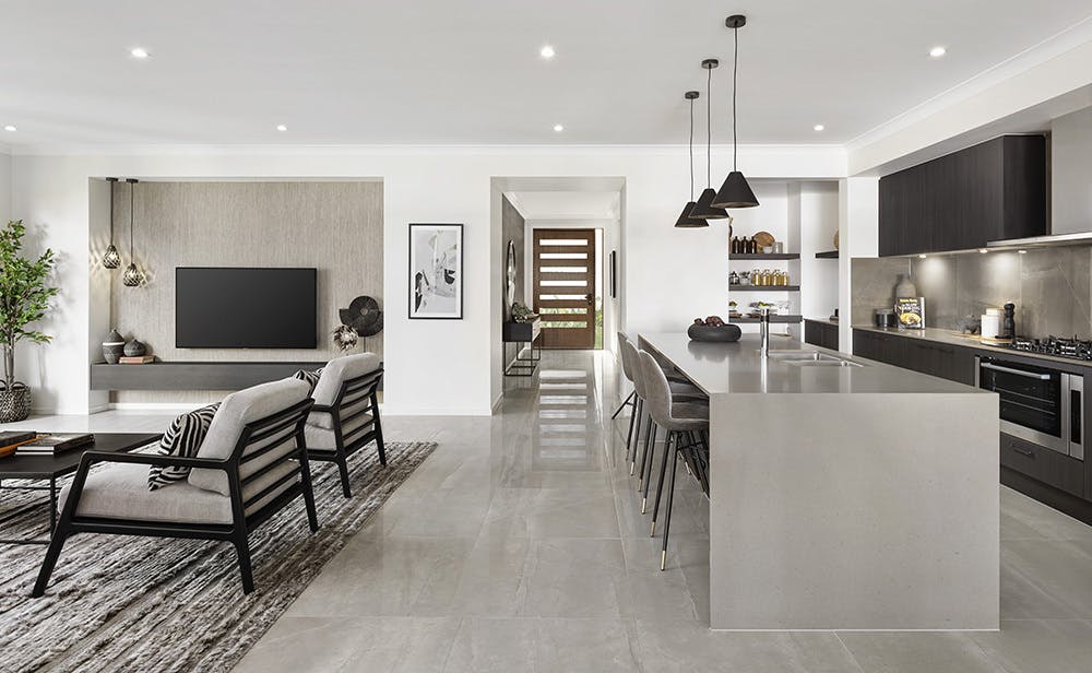 22. Open plan living spaces can make an impact the moment you step through the door like in the Grandview display home at Warnervale